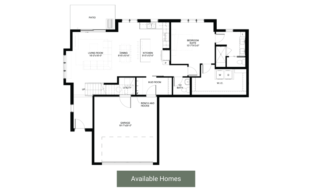 Lavender - 2 bedroom floorplan layout with 2.5 baths and 1990 square feet. (Floor 1)