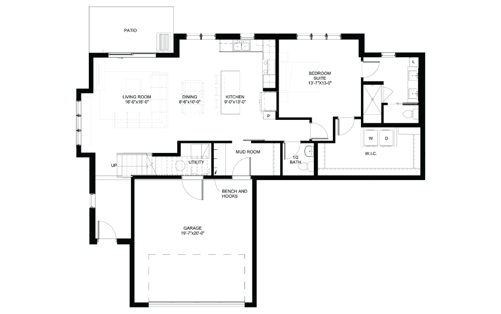 Lavender - 2 bedroom floorplan layout with 2.5 baths and 1990 square feet. (Floor 1)