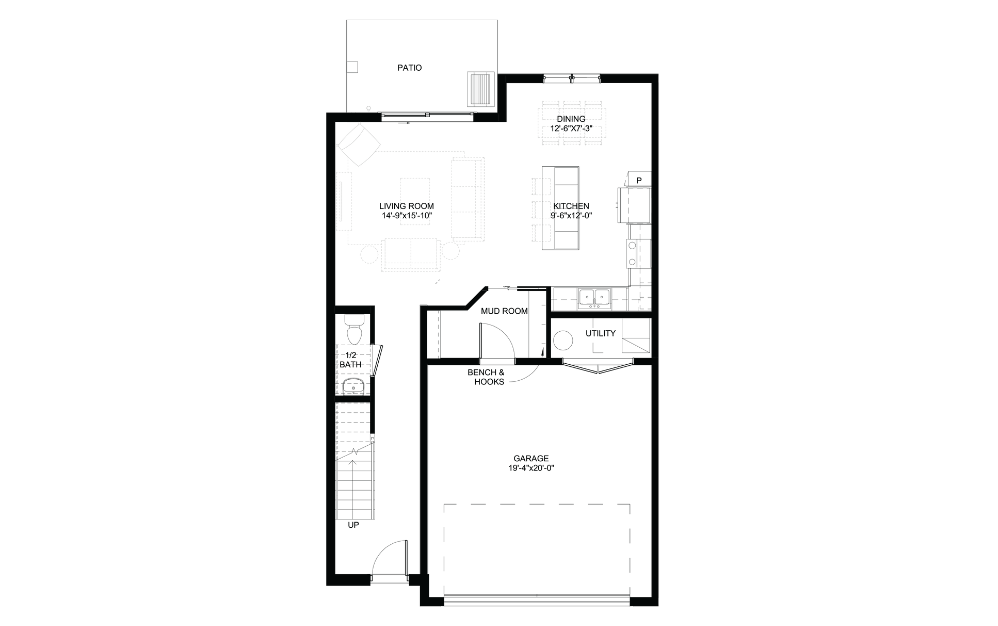 Poppy - 2 bedroom floorplan layout with 2.5 baths and 1655 square feet. (Floor 1)
